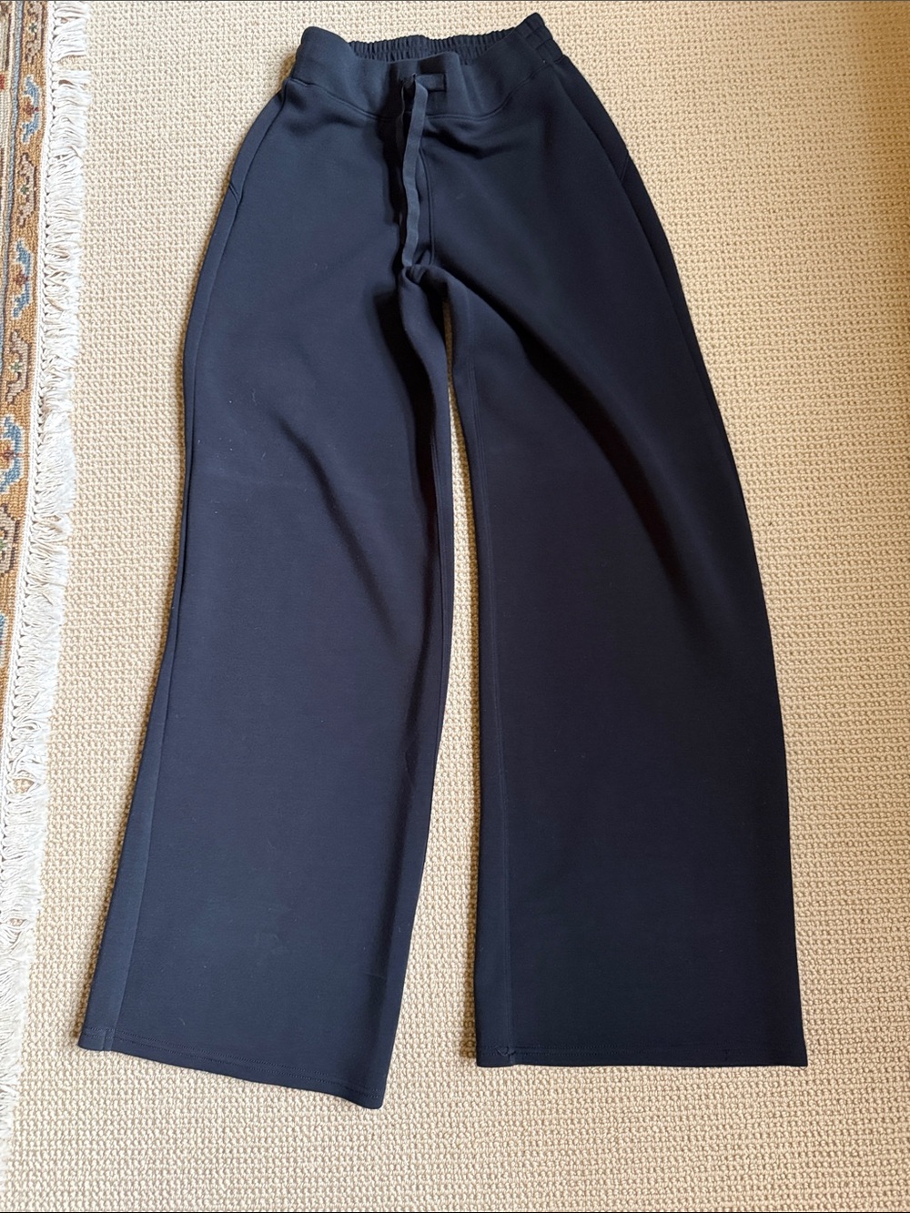 SPANX Black Wide-Leg Lounge Pants with Drawstring
